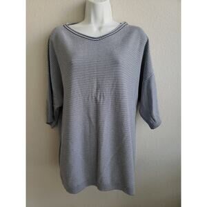 Oska Pullover Toria Knit Stretch Size 4 Blue White Striped Shirt Viscose Top